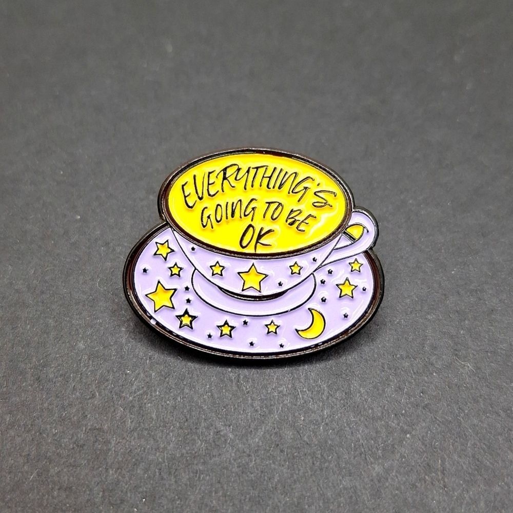 Witchy coffee pin everything's going to be okay support gift moon stars